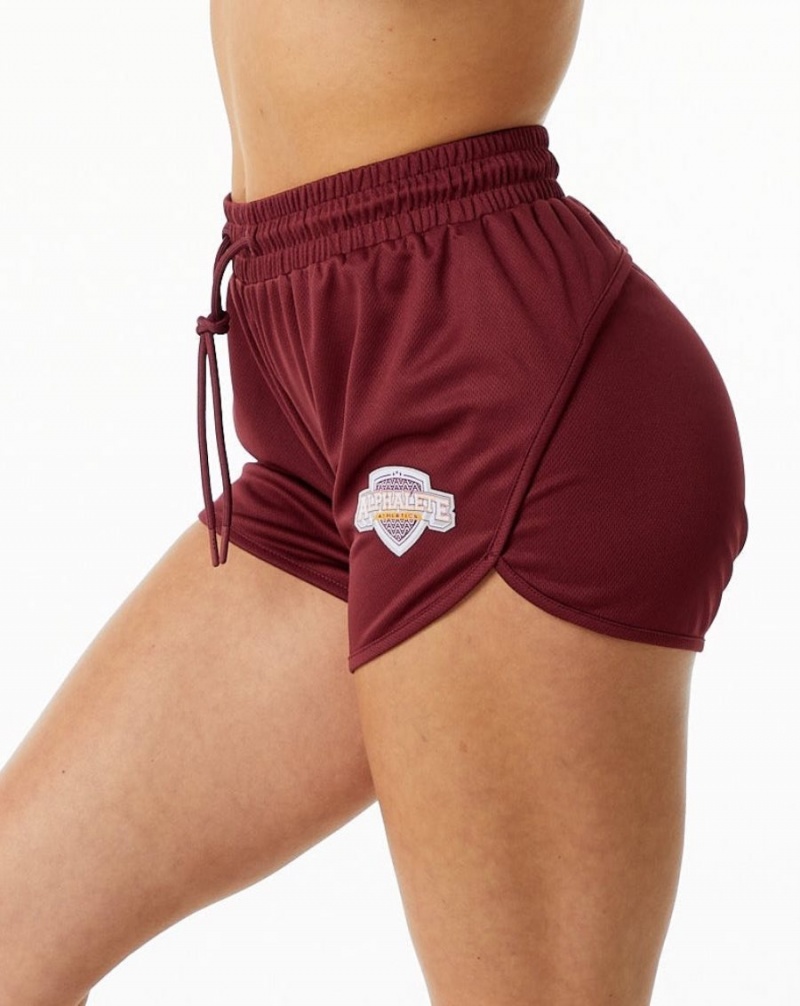 Alphalete Varsity Kort 3.25" Shorts Dame Crimson | KGZMBD-784