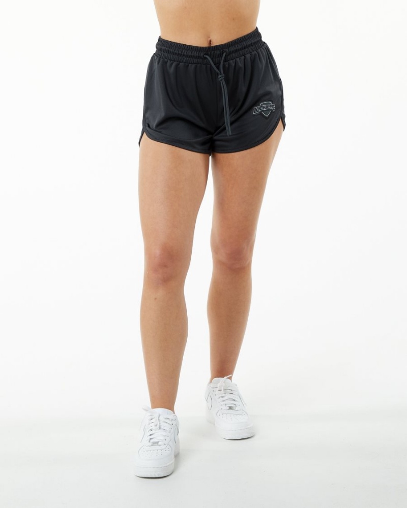 Alphalete Varsity Kort 3.25" Shorts Dame Svarte | QKWGBL-156