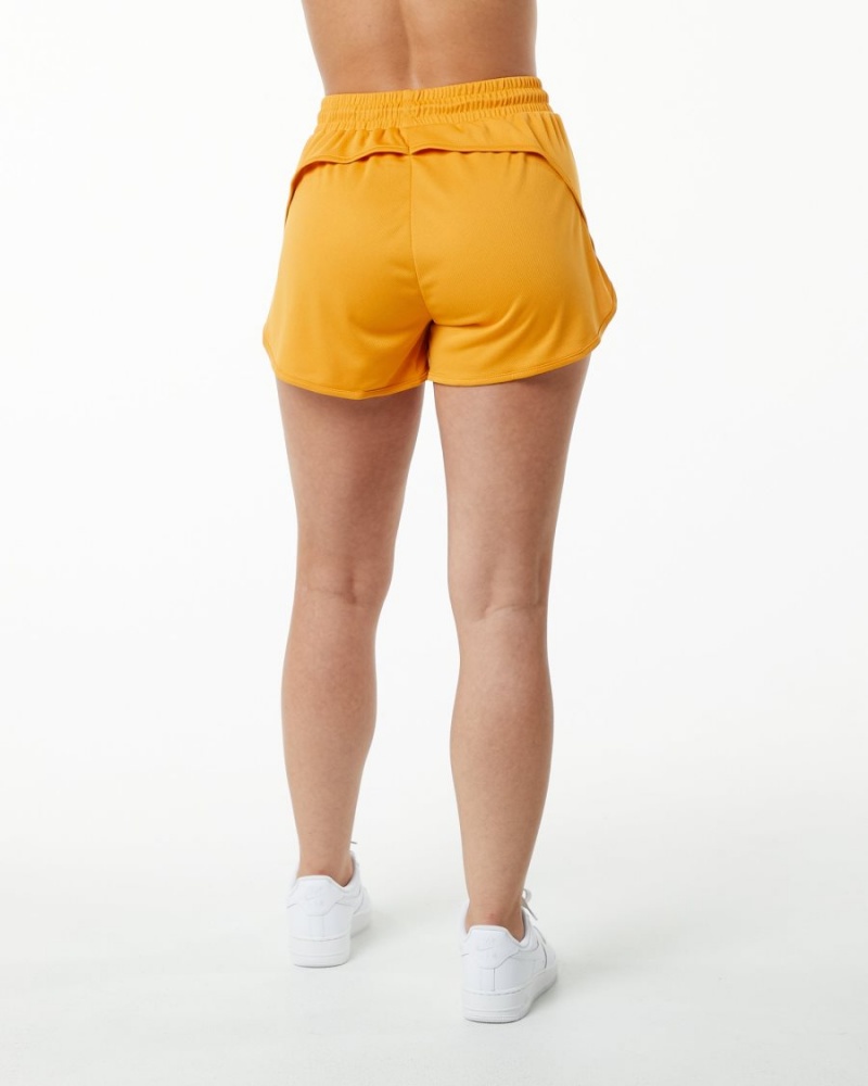 Alphalete Varsity Kort 3.25" Shorts Dame Marigold | IHYJMU-035