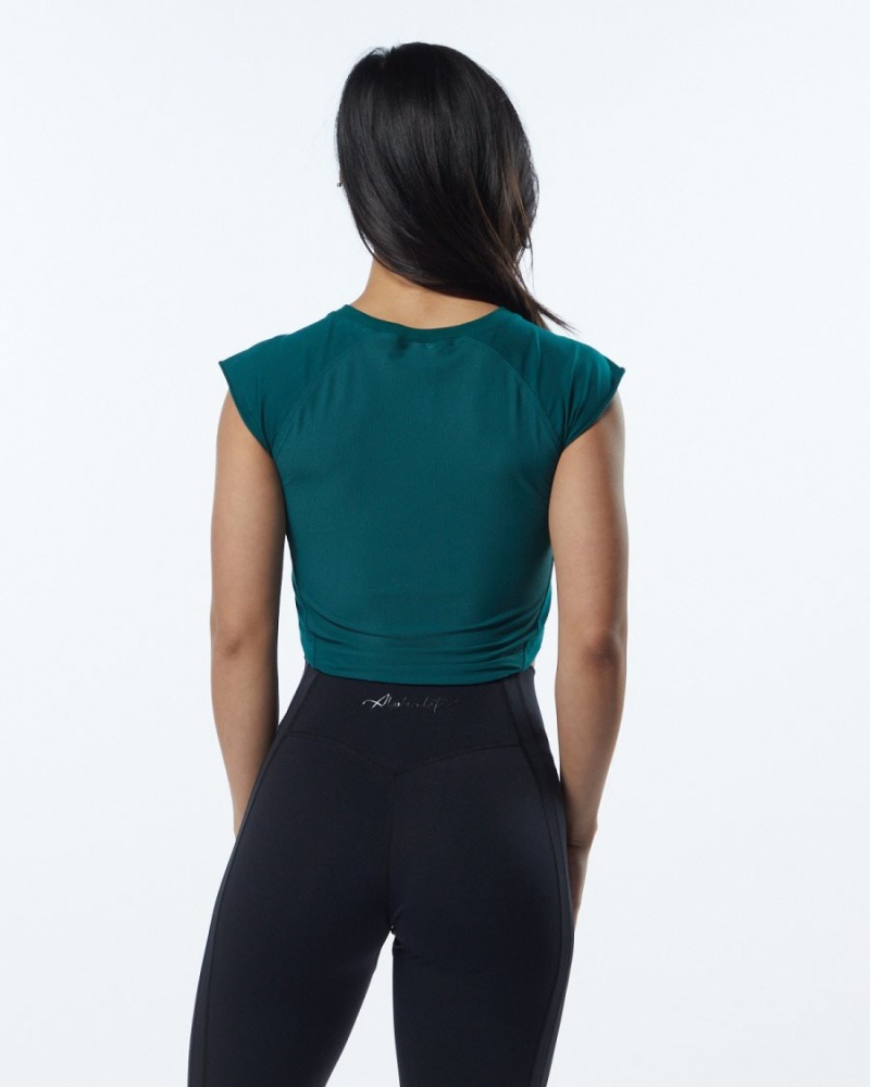 Alphalete Velocity Crop Tee Skjorte Dame Velvet Teal | IGAQXK-840