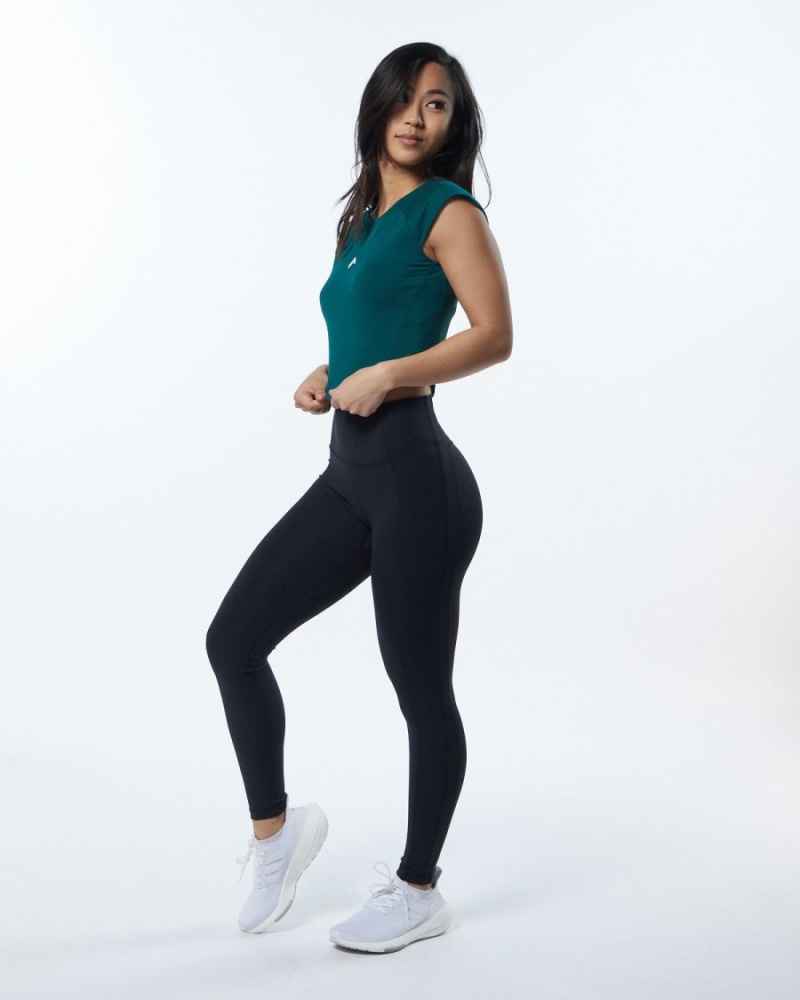 Alphalete Velocity Crop Tee Skjorte Dame Velvet Teal | IGAQXK-840