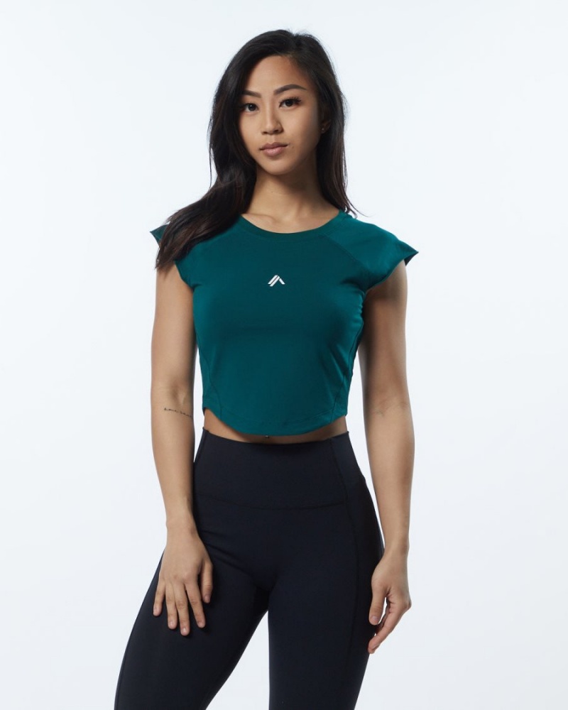 Alphalete Velocity Crop Tee Skjorte Dame Velvet Teal | IGAQXK-840