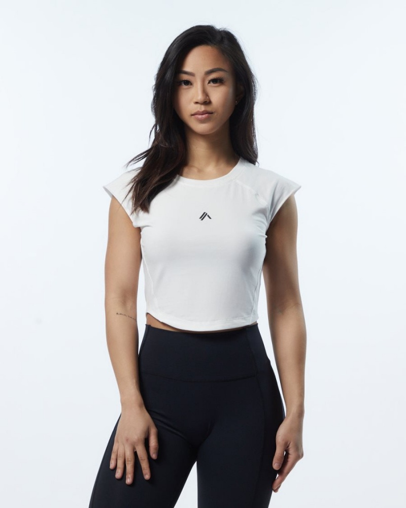 Alphalete Velocity Crop Tee Skjorte Dame Resin | QWFXNI-275