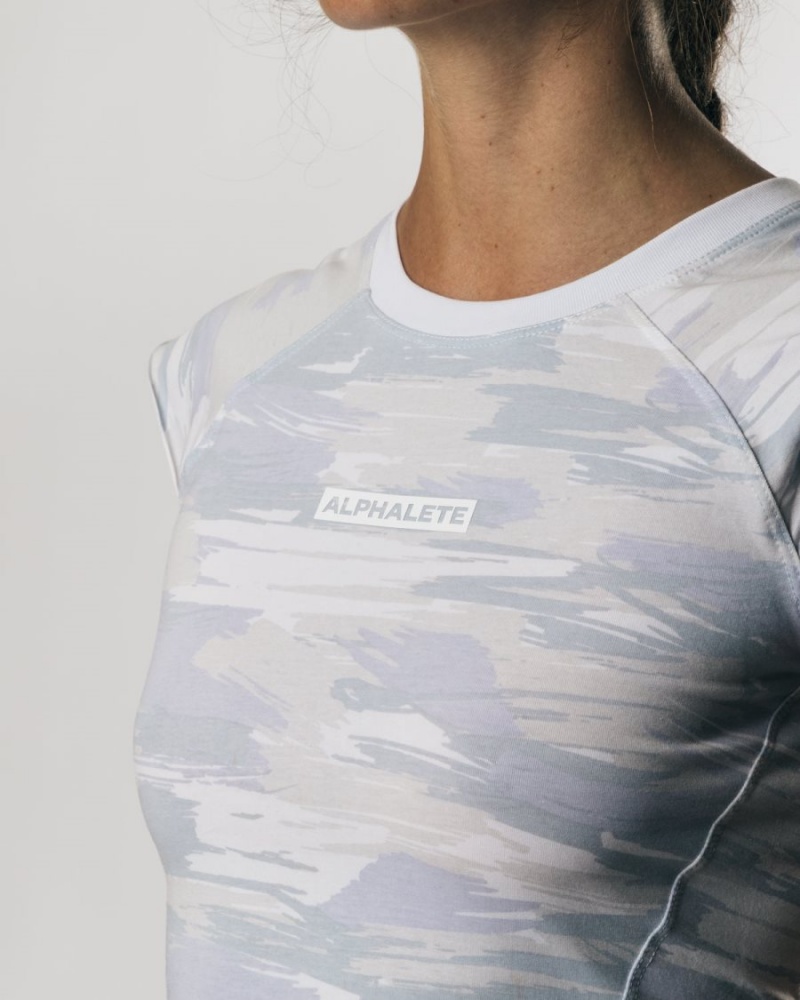 Alphalete Velocity Crop Tee Skjorte Dame Camouflage | OWKFGR-736