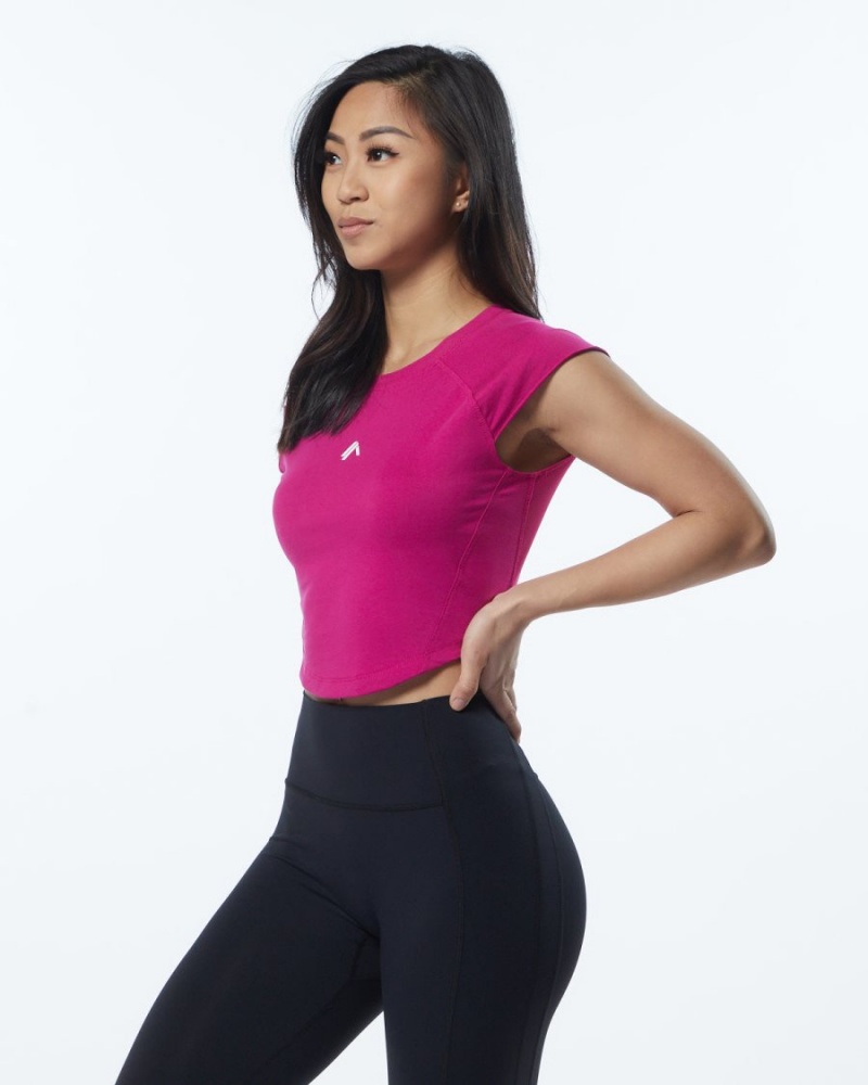 Alphalete Velocity Crop Tee Skjorte Dame Rosa | DNYEAS-197