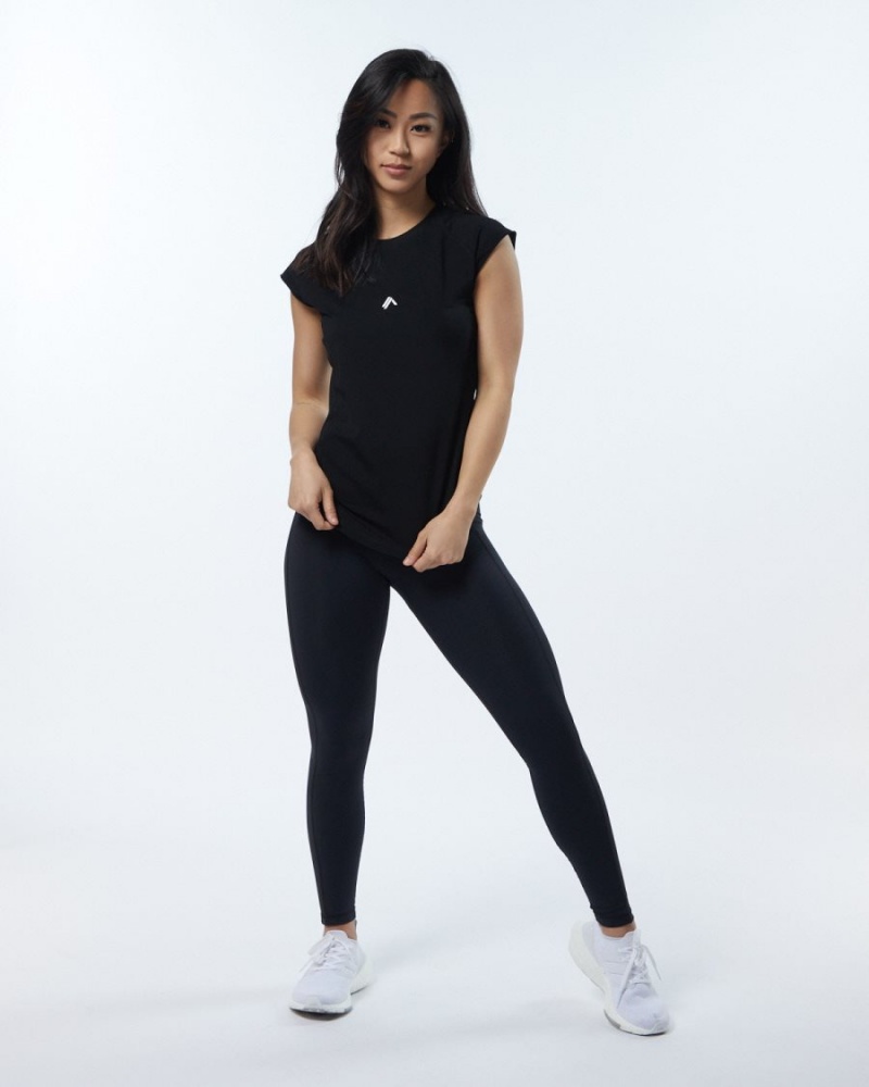 Alphalete Velocity Tee Skjorte Dame Blackout | ZXQHSJ-039