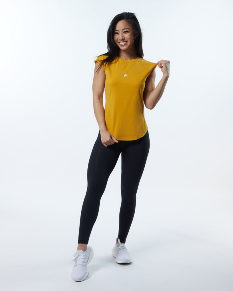 Alphalete Velocity Tee Skjorte Dame Gul | IHVCNT-068