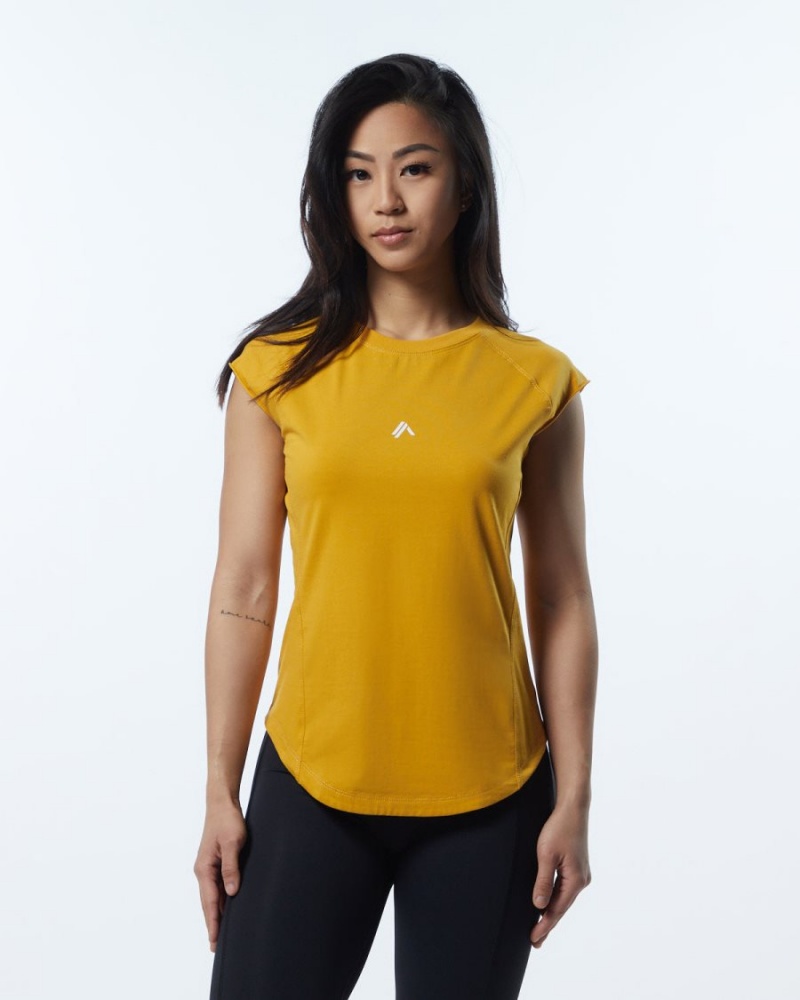 Alphalete Velocity Tee Skjorte Dame Gul | IHVCNT-068