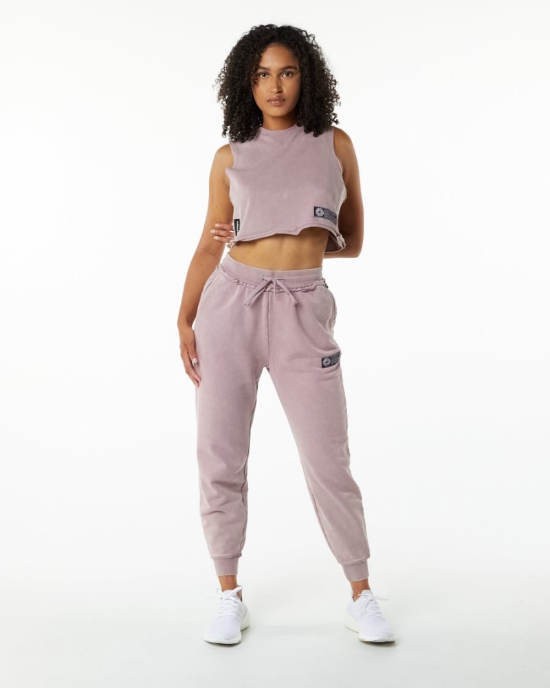 Alphalete Very Terry Crop Cutoff Tank Top Dame Rosa | YQVOMI-247