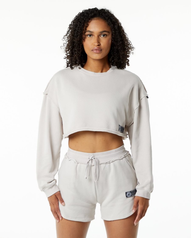 Alphalete Very Terry Crop Pullover Jakker Dame Moonstone | VLNRWT-052