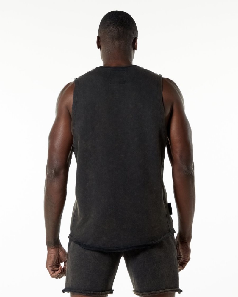 Alphalete Very Terry Cutoff Stringers Herre Onyx | TZLSDB-025