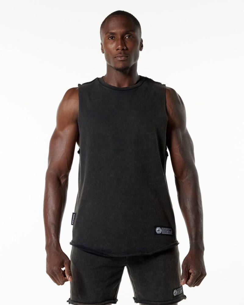 Alphalete Very Terry Cutoff Stringers Herre Onyx | TZLSDB-025