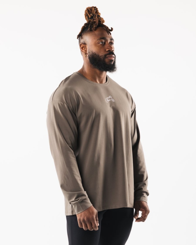 Alphalete Wolf Head LS Tee Skjorte Herre Desert Taupe | CLWDZT-198