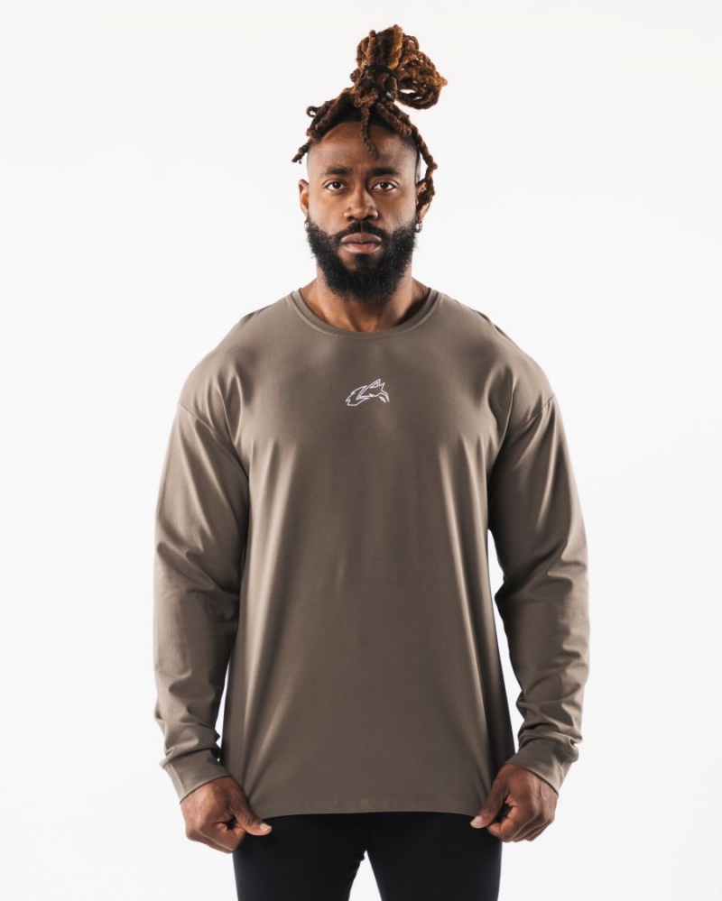 Alphalete Wolf Head LS Tee Skjorte Herre Desert Taupe | CLWDZT-198